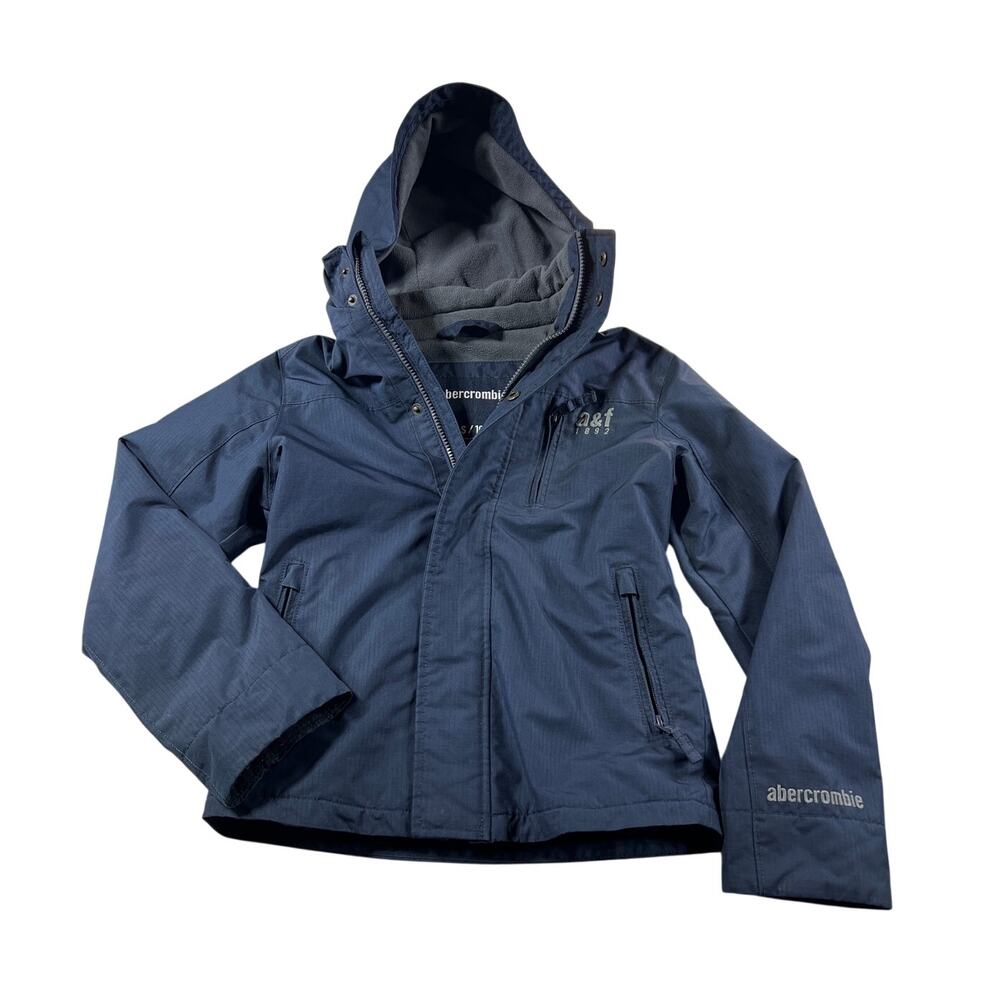 Abercrombie Kids Small 10 Navy Blue Full Zip Hooded Winter Coat